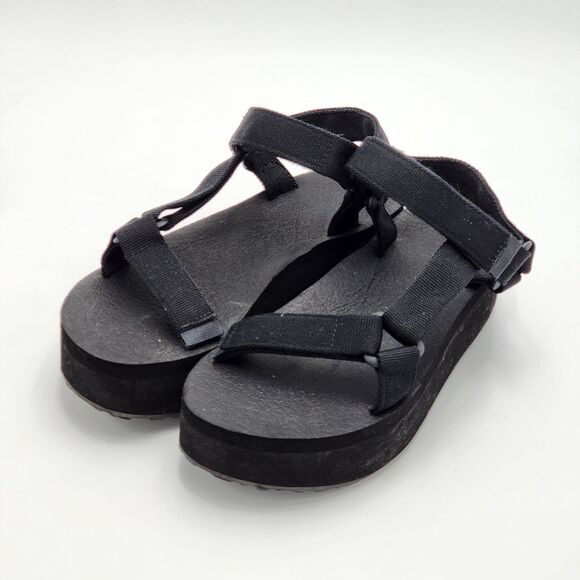 Cushionaire Sassy Black Platform Sandals Size 7 - Picture 3 of 10